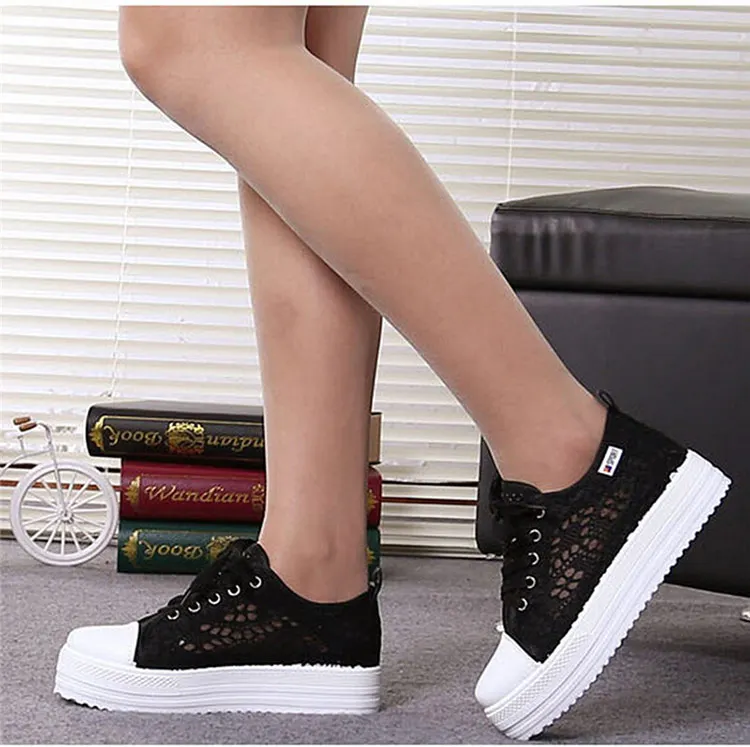 Women's Gorgeous Lace Canvas Shoes Model Black