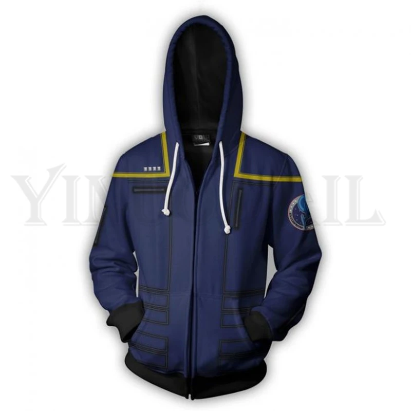 

Men and Women Zip Up Hoodies Star Trek Discovery Uniform Hooded Jacket Captain Suit Sweatshirt Fans Streetwear Cosplay Costume