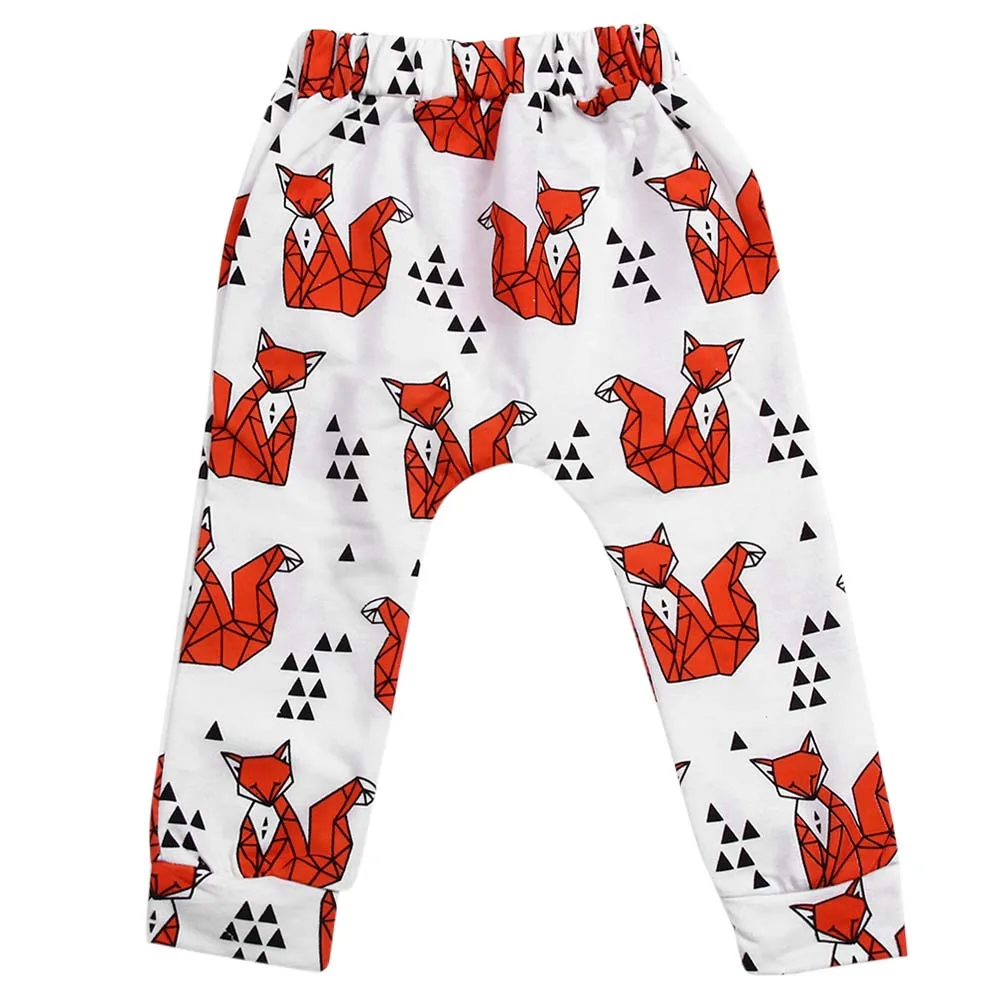 Cartoon Children's Unisex Cute Animal Trousers Cute Fox Printed PP Pants Soft Cotton Long Pants 