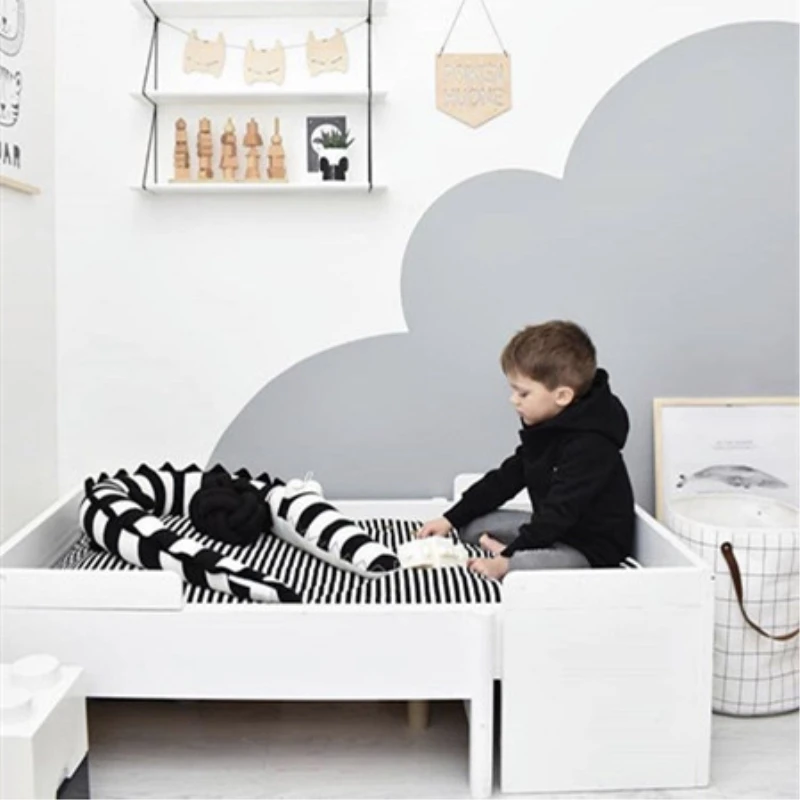 

2018 Cute Cartoon White Black Striped Crocodile Stuffed Toys Pillow Baby Comfort Sleeping Plush Toys Baby Crib Bumpers 185CM