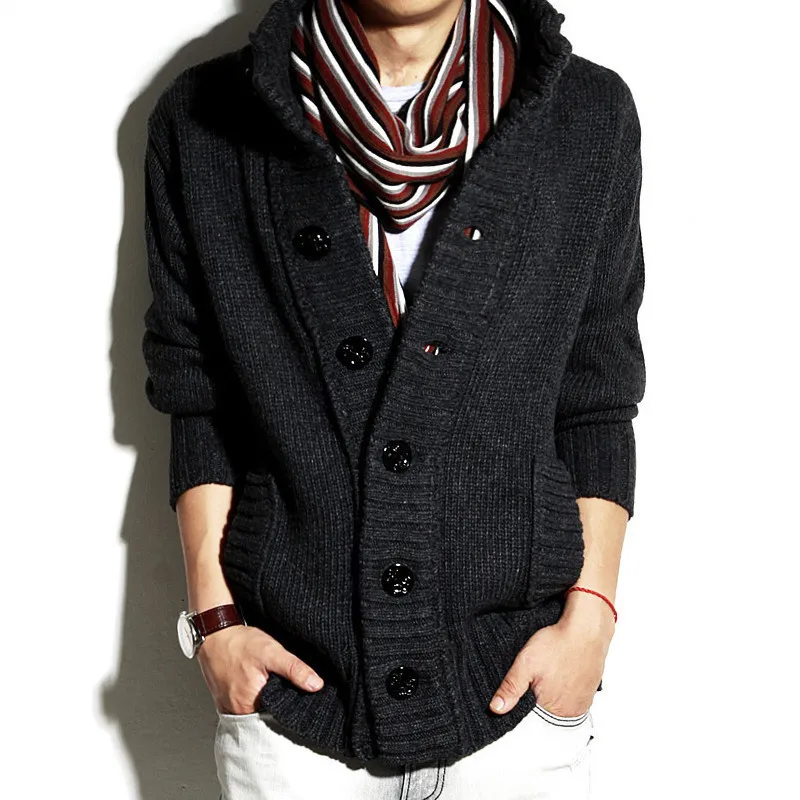 2018 الرجال الخريف الشتاء سترة معطف صالح سليم محبوك Sweatercoat سترة الذكور الوقوف طوق عارضة سترة البلوزات S-3XL