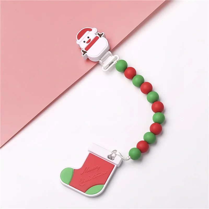 Chenkai Livre Silicone Homem Neve Chupeta Manequim Mordedor Titular Corrente Clipes Faça Você Mesmo Bebê Natal Brinquedo Acessórios 10 Pçs Bpa 13 neve chupeta manequim mordedor titular corrente clipes