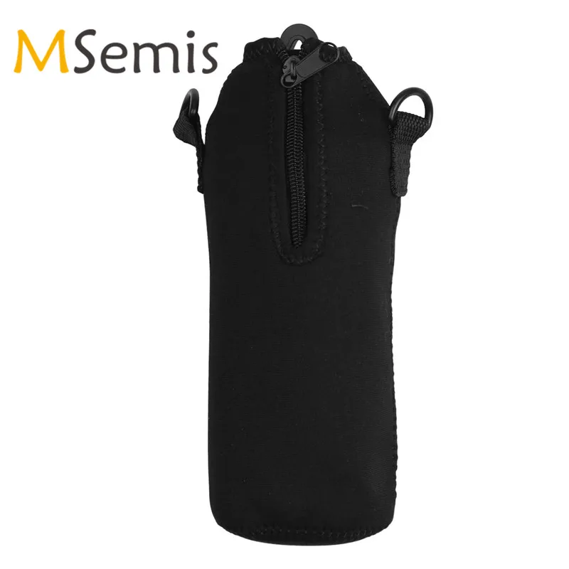 

1L Insulated Water Bottle Cover Pouch Shoulder Strap Bag Zipper Open Outdoors Tools Drinking Water Bottle Pouch for Camping