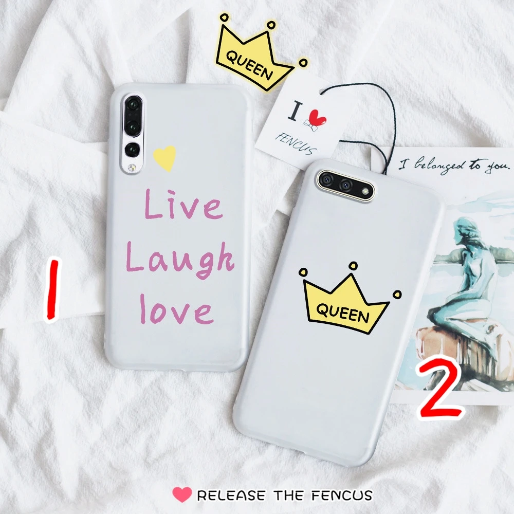 FENCUS for Huawei P8 P9 P10 Lite 2017 Cover Plus P20 Pro Nova 3E Phone cases Letter Queen Couple Soft Matte Coque |