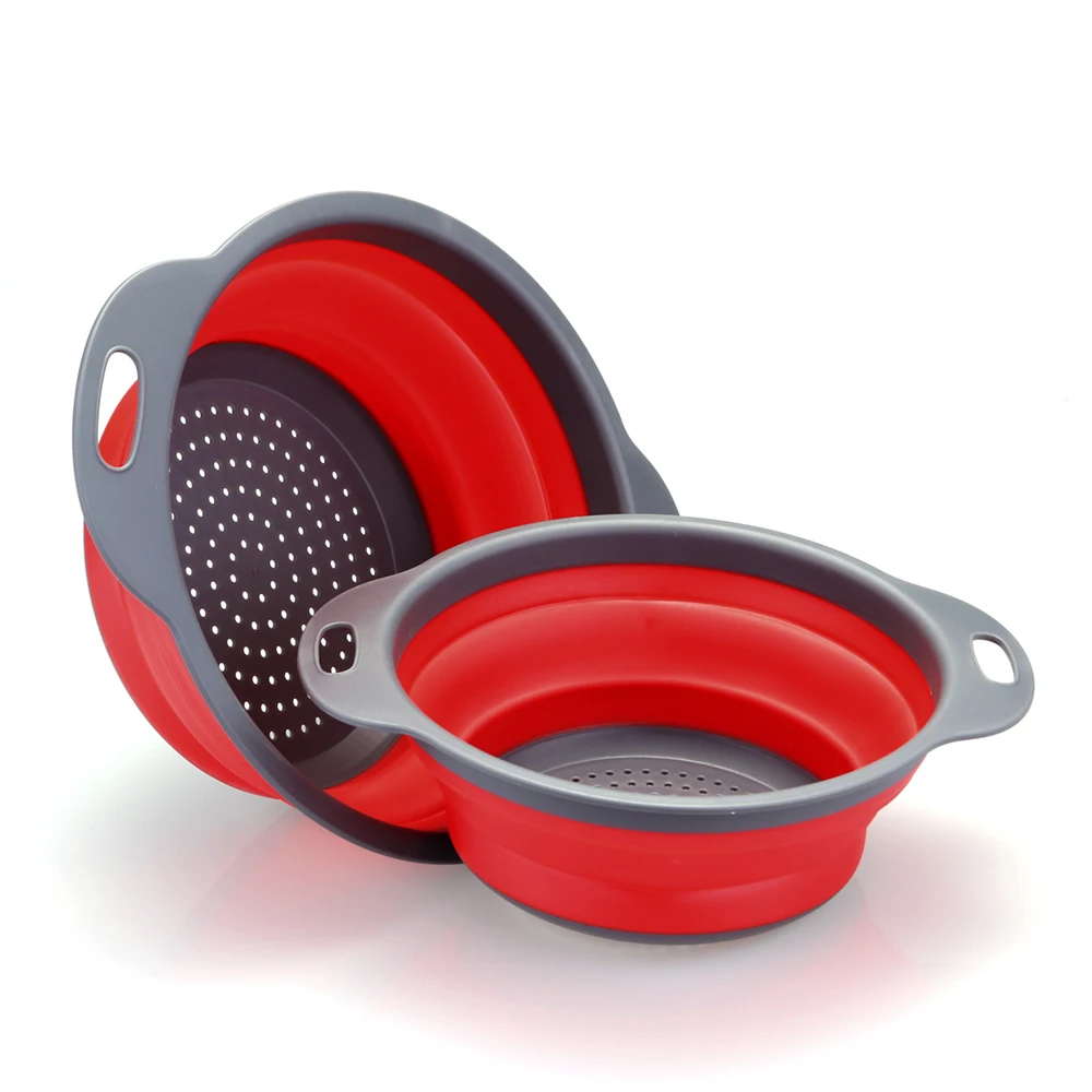 

Foldable Silicone Colander Fruit Vegetable Washing Basket Strainer Collapsible Drainer With Handle Kitchen Filter Tools