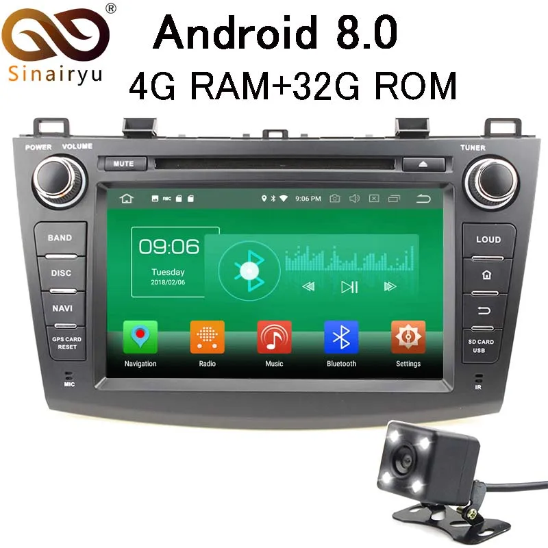 

Sinairyu 4G RAM Android 8.0 Car DVD For Mazda 3 2009 2010 2011 2012 2013 Octa Core 32G ROM Radio GPS Player Head Unit