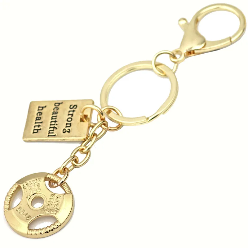 Weight Plate Keychain CrossFit Dumbbell Initial Message Charm Car Bag