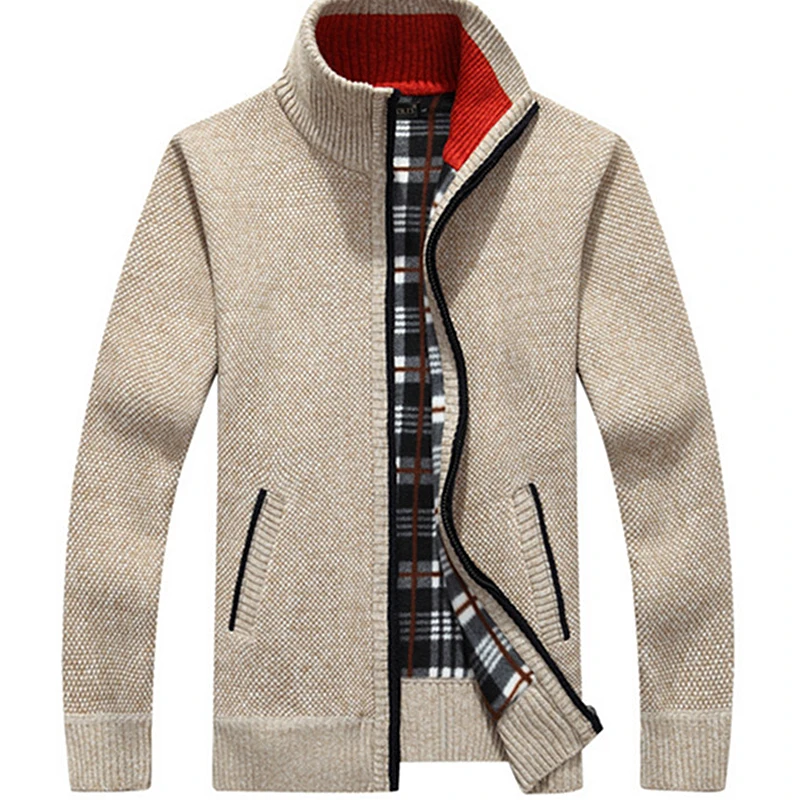 2020 New christmas sweater cardigan men jacket stand collar loose zipper sweater solid color fashion large size sweater men