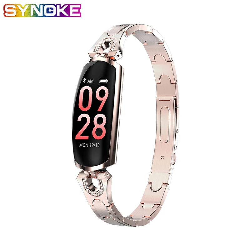 

SYNOKE Smart Watch Women Touch Screen Bluetooth Multi Language Fashion Smart Message Reminder Heart Rate Monitor Luxury Watch