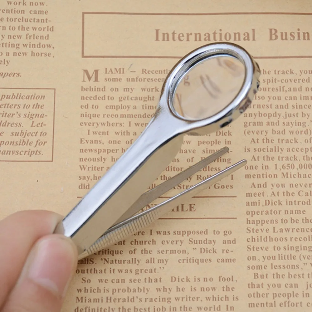 

New Universal Multifuction 6X Magnifying Diamond Jewelry Magnifier Glass Tweezer Clip Forceps Loupe Kit Drop shipping