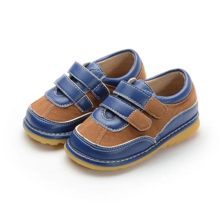 Two Strapes Navy Brown Baby Boy Squeaky Shoes Toddler Shoes Size 3456789 Free Shippingboys