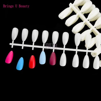 

120/240pcs Tips Hollow Almond False Nail Tips for Polish Gel Color Display Card Chart Book Practice Salon Accessory(2.5cmx1.2cm)