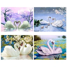 Алмаз Лебеди животное полная квадратная Алмазная Картина Набор для вышивки крестом Алмазная Вышивка картина горный хрусталь