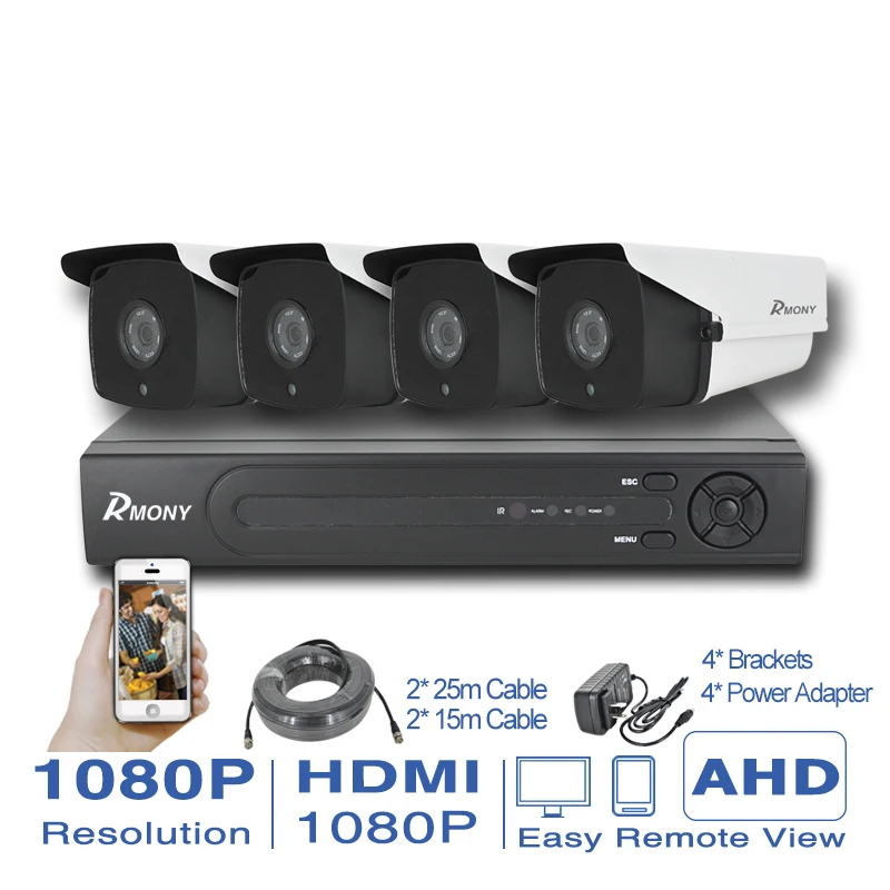 High quality 4CH 1080P CCTV security system AHD 2400tvl Video Surveillance kit 4 channel 1920*1080 2.0mp AHD CCTV camera Set