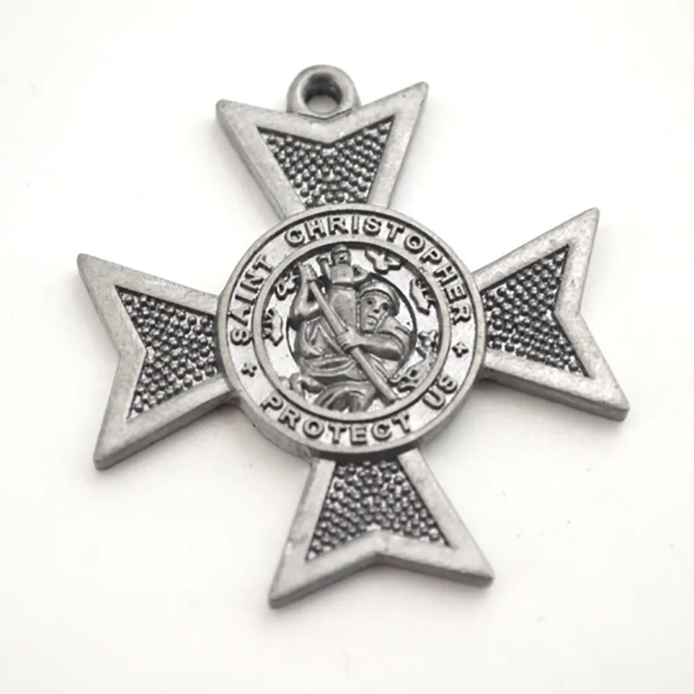 Women Men Necklace Pendant Archangel CHRISTOPHER Religious Amulet Protect US Charm Zinc Alloy Material Provide Dropshipping | Украшения и