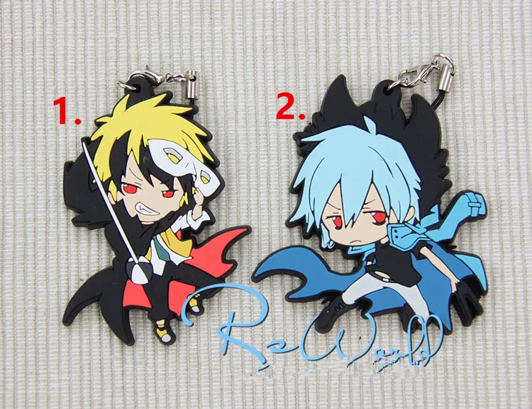 Set 2pcs Anime Servamp Kuro Hyde Adorable Rubber Keychain Keyring