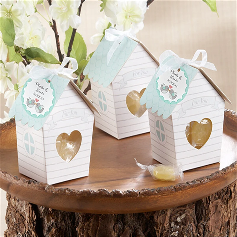 10pcs Cute Small House Wedding Favor Boxes Wedding Candy Box Wedding