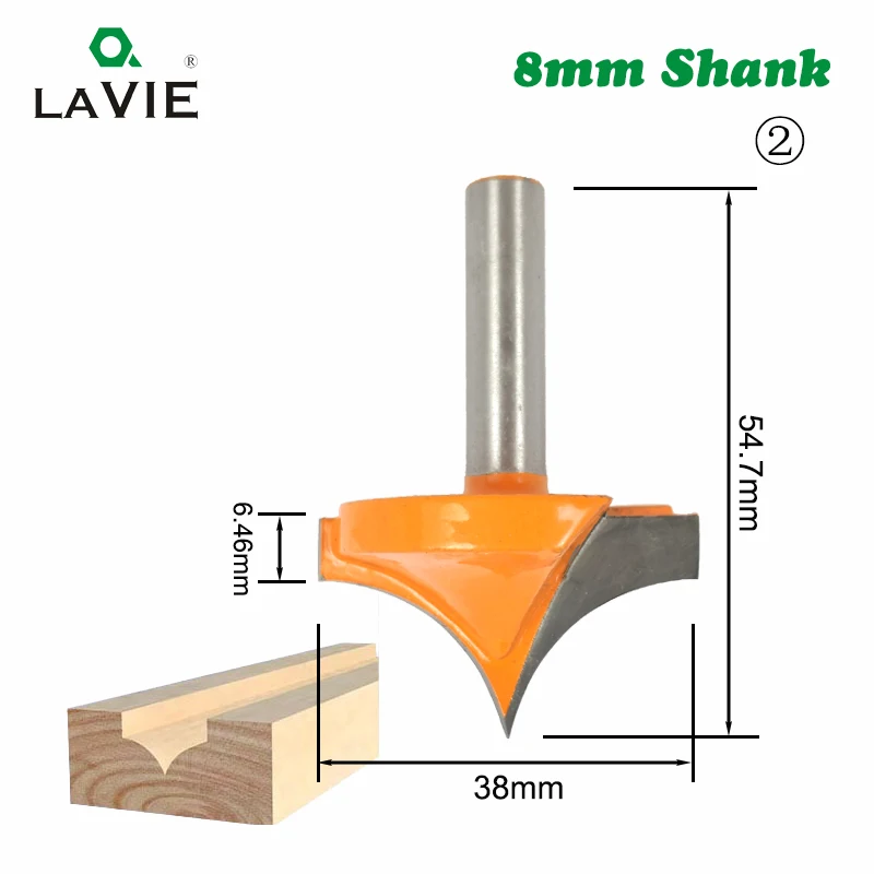 1 шт. 8 мм Фреза деревянная фаска угловая круглая резьба дверная рама кружевной нож Классическая бухта т слот двойной Римский Ogee волнистый край бит - Длина режущей кромки: NO.2
