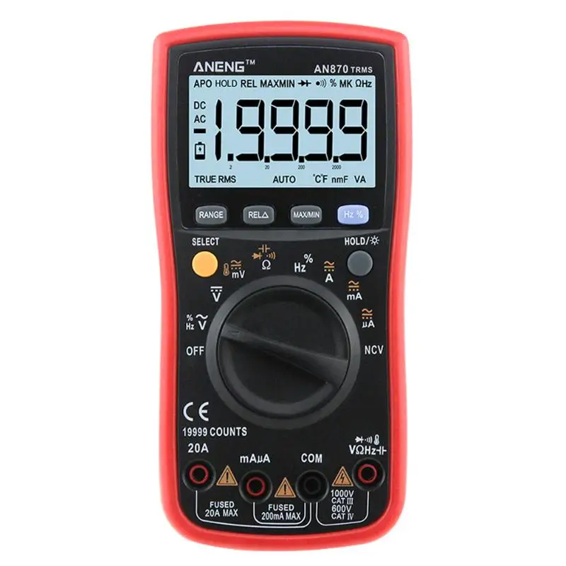 

True-RMS 19999 Counts Digital Multimeter NCV Frequency AC DC Voltage Ammeter Current Ohm Meter Temperature Measurement
