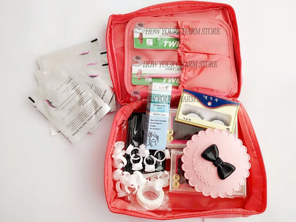 

New Professional Portable Eyelashes Extension glue Kit False EyeLash Tweezers Lashes Makeup Set,eyelash extension Storage Box