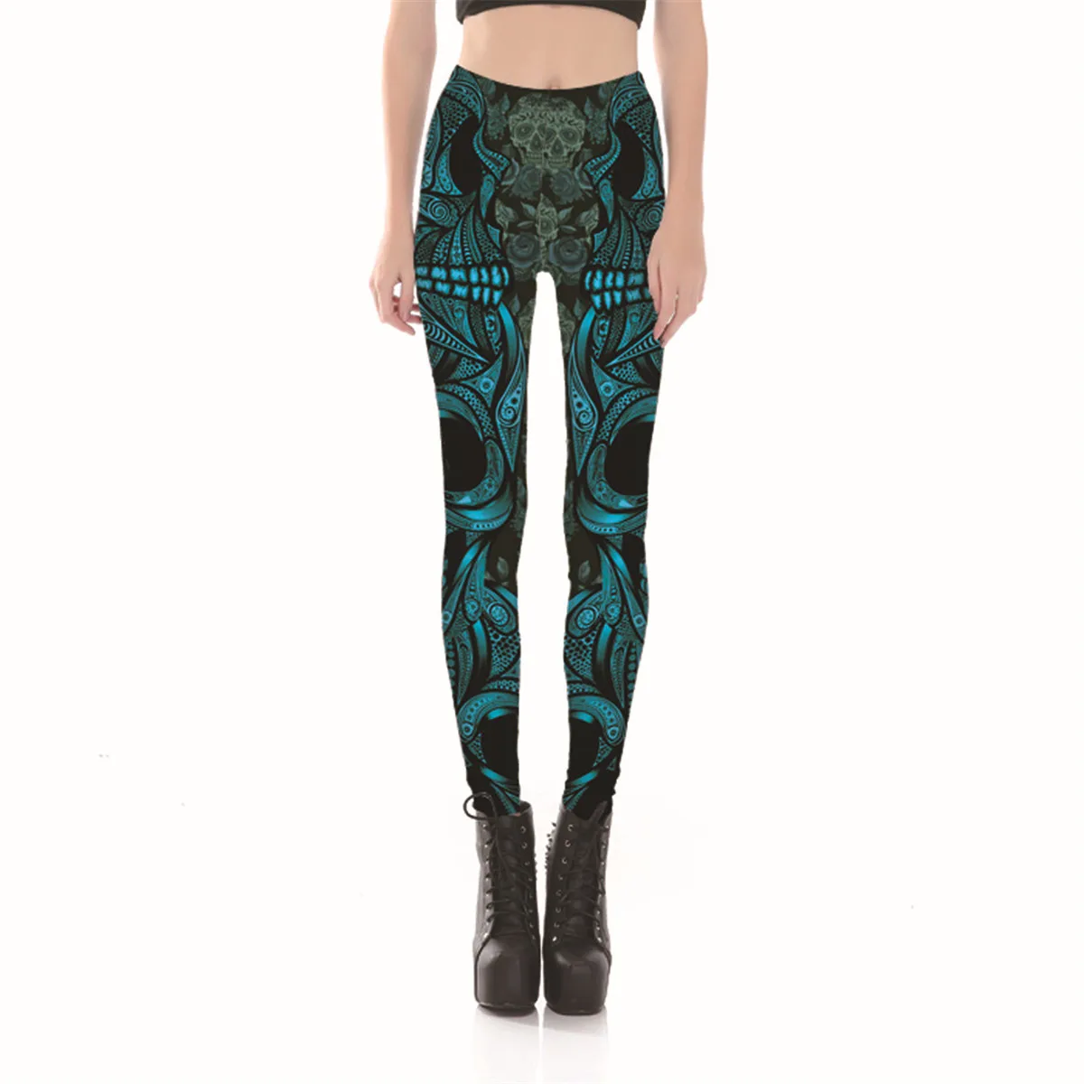 floral skull leggings