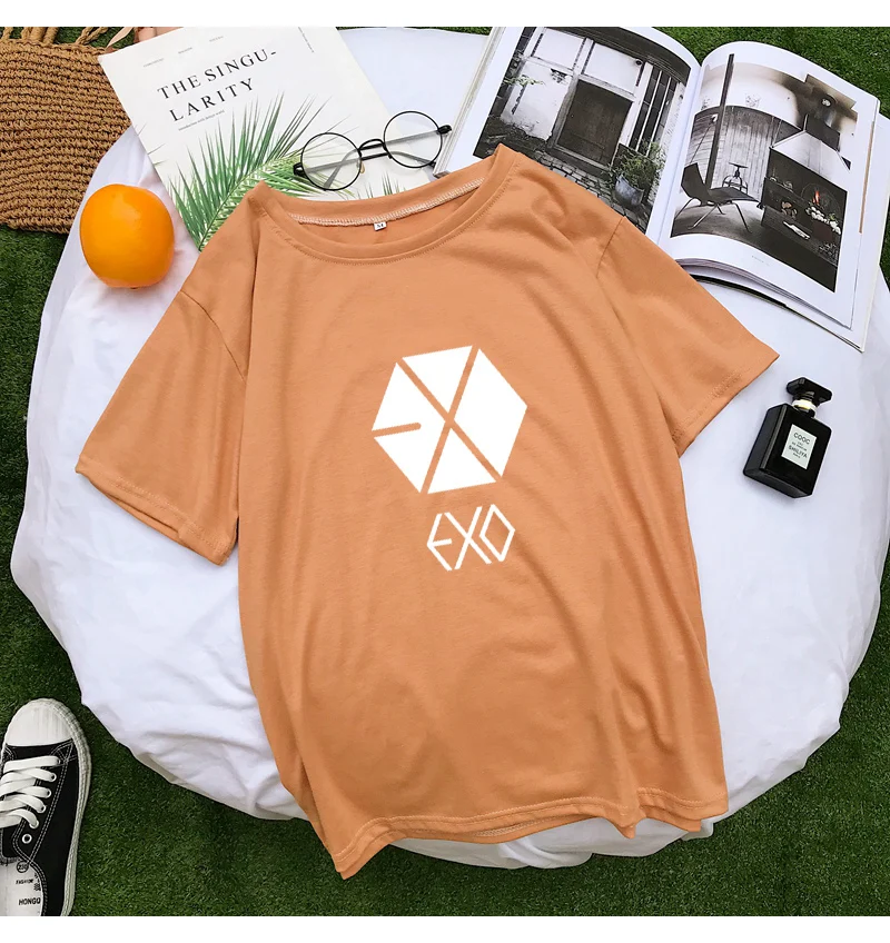 EXO Kpop Short Sleeve Tshirt Women Summer New Korean Cotton Tee Shirt Femme Casual Streetwear Tumblr Harajuku Tops Camisas Mujer (8)
