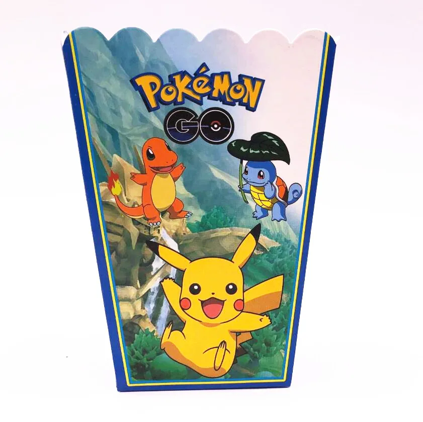 Pokemon go С Днем Рождения Детские украшения для вечеринки бумажные тарелки стаканчики флаг вечерние принадлежности Набор посуды подарок на вечеринку в честь рождения ребенка - Цвет: Popcorn box