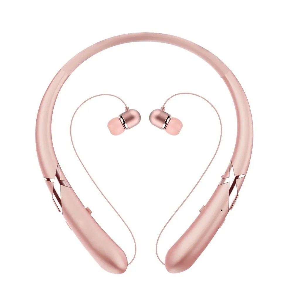 SOONHUA Portable Wireless Bluetooth V4.1 Sweatproof Earphone Smart CVC Noise Reduction Hifi Talk Headset Retractable Earbuds