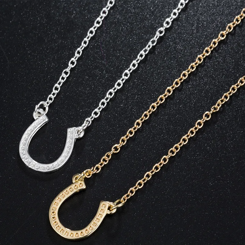 DMSKA Trendy Gold Horseshoe Necklace for Women Cute Animal Horse