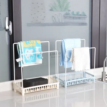 

Multi-layer sink sponge holder scouring pad drain rack towel hanger bathroom soap dish towel holder kitchen organizer