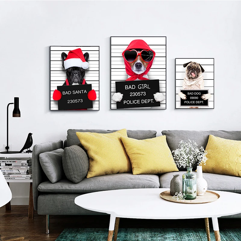 

Nordic Modern Style Cute Dog Colorful Canvas Animal Painting Poster Print Decor Wall Art Pictures For Living Room Baby Bedroom
