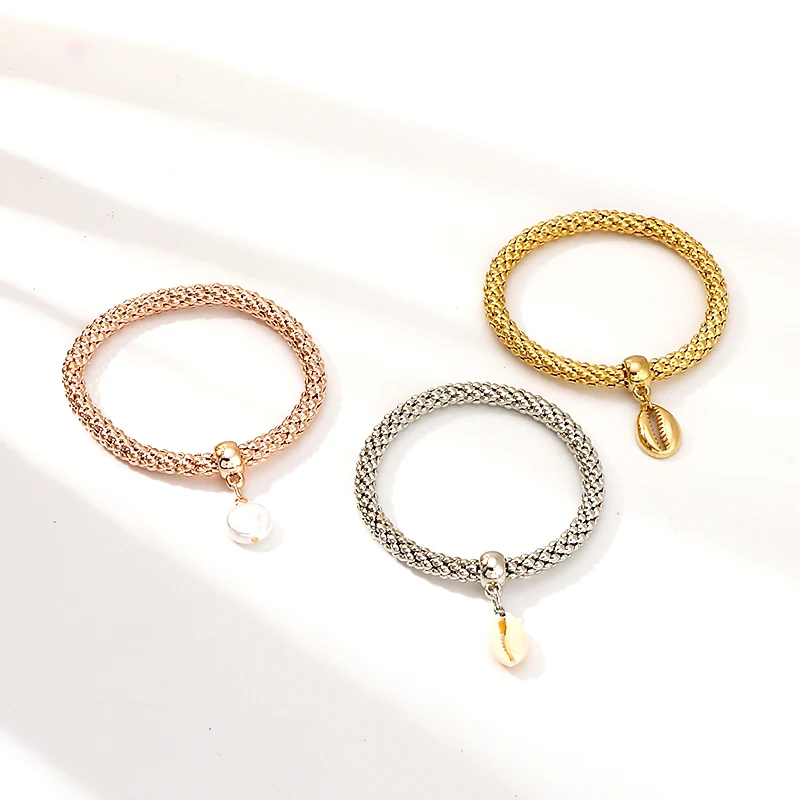Boho Shell браслет для женщин Классическая роза золото модные браслеты из нержавеющей стали браслет Шарм ювелирные изделия путешествия