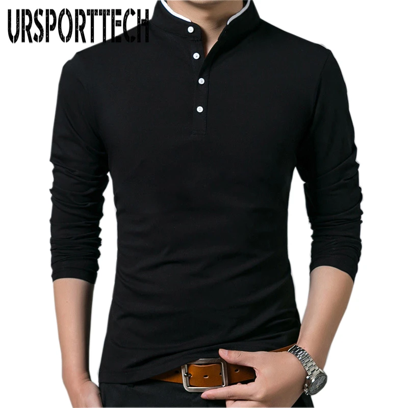 SYTX Mens Classic Solid Long Sleeve Cotton Polo Shirt Tops SYTX Mens Classic Solid Long Sleeve Cotton Polo Shirt Tops