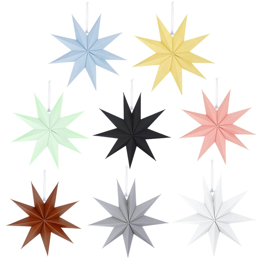 

1pcs 20cm Nine-Pointed Star Paper Pendants Christmas Tree Hanging Decoration Party Coffee Dining Living Room Decor Ornaments