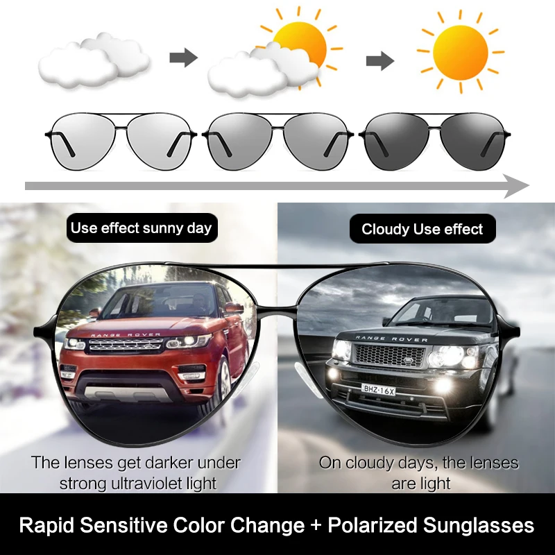 MORAKOT фотохромные поляризационные солнцезащитные очки для мужчин, фирменный дизайн, пилот, мужские солнцезащитные очки для вождения, винтажные очки BSH8009