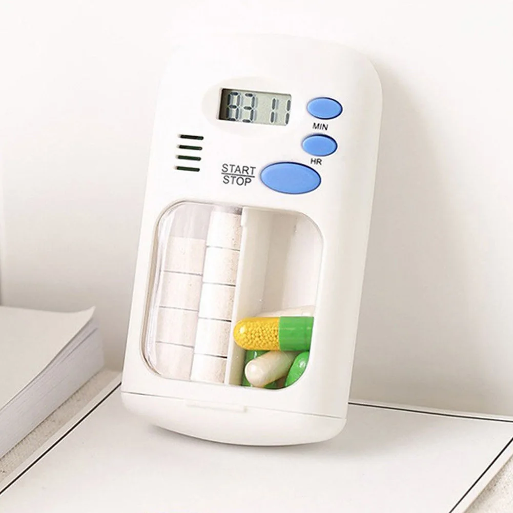 

2 Grids Battery Powered LCD White Portable Travel Electric Alarm Small Splitters Medicine Reminder Digital Timer Home Use