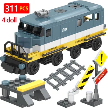 

Winter Festival Sets Model City Train Locomotive Passenger Building Blocks Brick Toys For Children Birthday Gift