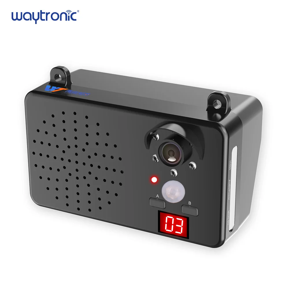 

Outdoor Waterproof Recordable PIR Motion Sensor Activated Voice Speaker Safety Reminder with Camera Monitoring Video Recording