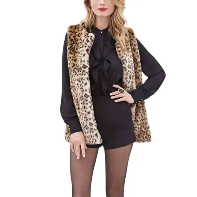 Leopard print fur vest Clearance