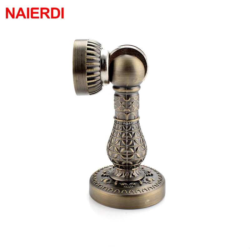 Image NED Fashion Bronze Retro Design Zinc Alloy Magnetic Door Stop Stopper Holder Catch Floor Fitting With Screws For Family Home Etc