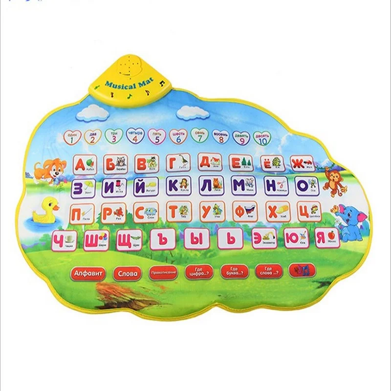 73X49cm Children Learning Mat Russian Language Toy Funny Alphabet Mat Learning Education Phonetic Sound Carpet ABC Toy