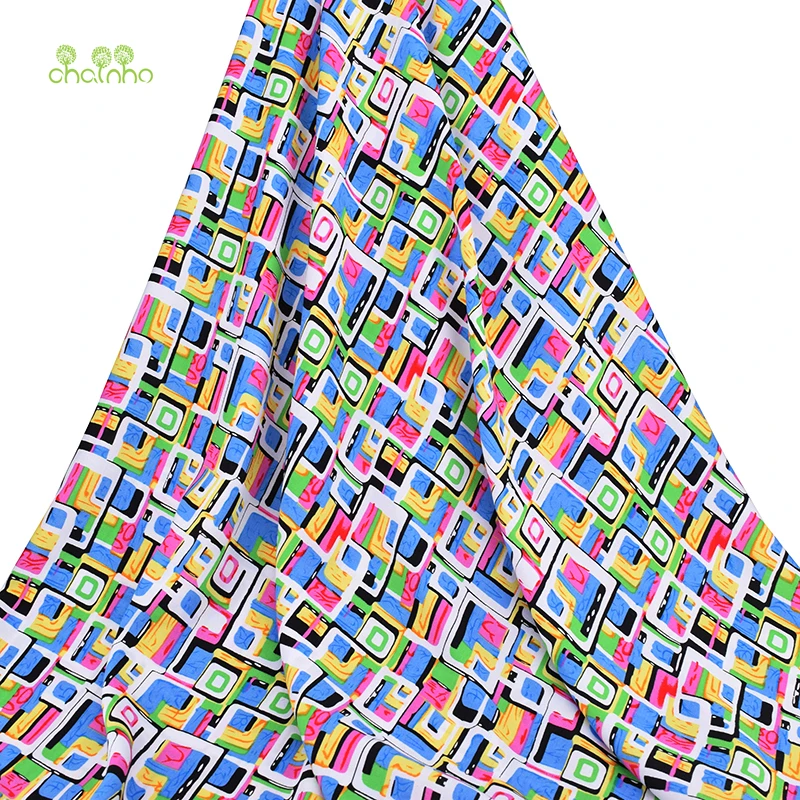 

Chainho,Summer Apparel Fabric/Squares Pattern Printed Pattern/Imitation Silk/Skirt/Dress/Shirt Material/Half Meter 50x140cm