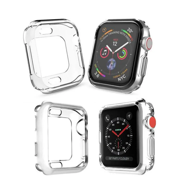 

Transparent TPU Protective Case Shell Soft Frame For Apple Watch Series 1/2/3 38mm 42mm Series 4 40mm 44mm Back Cover Protection