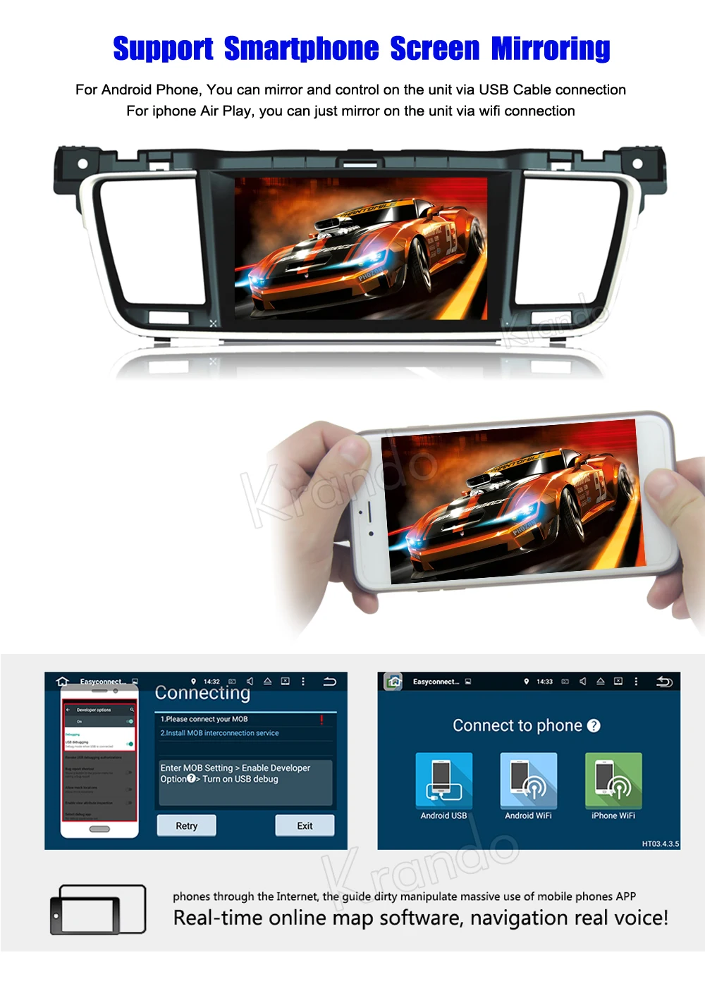 Perfect Krando Android 8.0 car dvd player for peugeot 508 2011-2016 multimedia gps radio navigation system wifi 3G BT Playstore 9