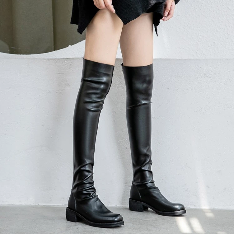 soft leather thigh high boots