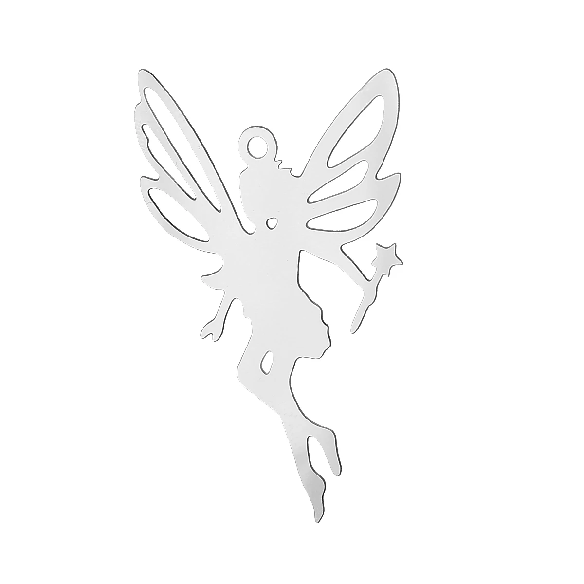 

DoreenBeads Stainless Steel Charm Pendants Fairy Silver Tone 3.2cm(1 2/8") x 20.0mm( 6/8"), 3 PCs 2016 new