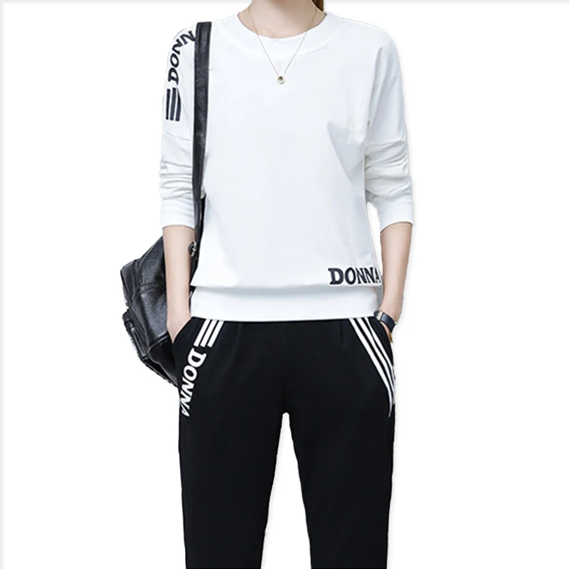 

Autumn Thin Women's Two Piece Set Casual Sweatshirt+pants Korean Long Sleeve Round Neck Sweater Tracksuit Women Russian 2018 New