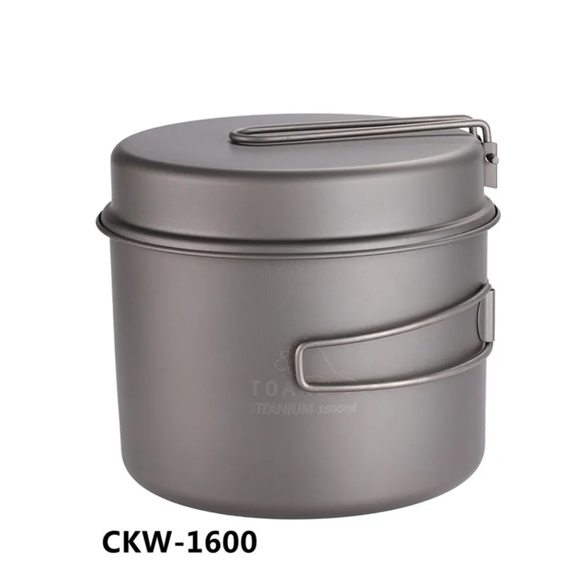 

TOAKS Cookware Set Ultralight Titanium Pot Frying Pan Outdoor Camping Titanium Bowl Titanium Cup Picnic 1100ml, 1300ml, 1600ml