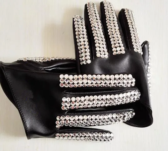 Women's fashion half palm Gloves lady's red white black PU