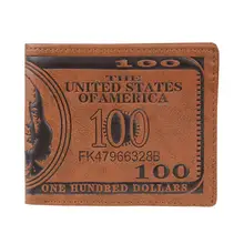 

US Dollar Bill Wallet Brown PU Leather Wallet Bifold Credit Card Photo L202